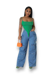 Trendy Cargo Denim Pants