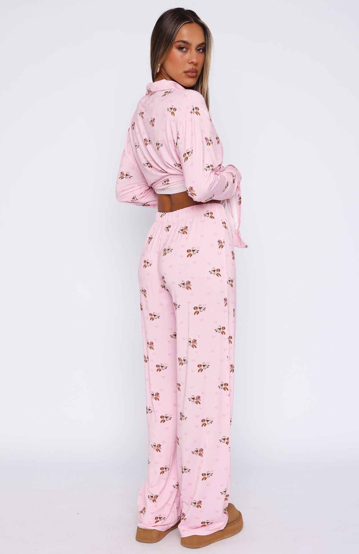 Pillow Talk Printed Long Sleeve Pyjama Set Candy Breakfast