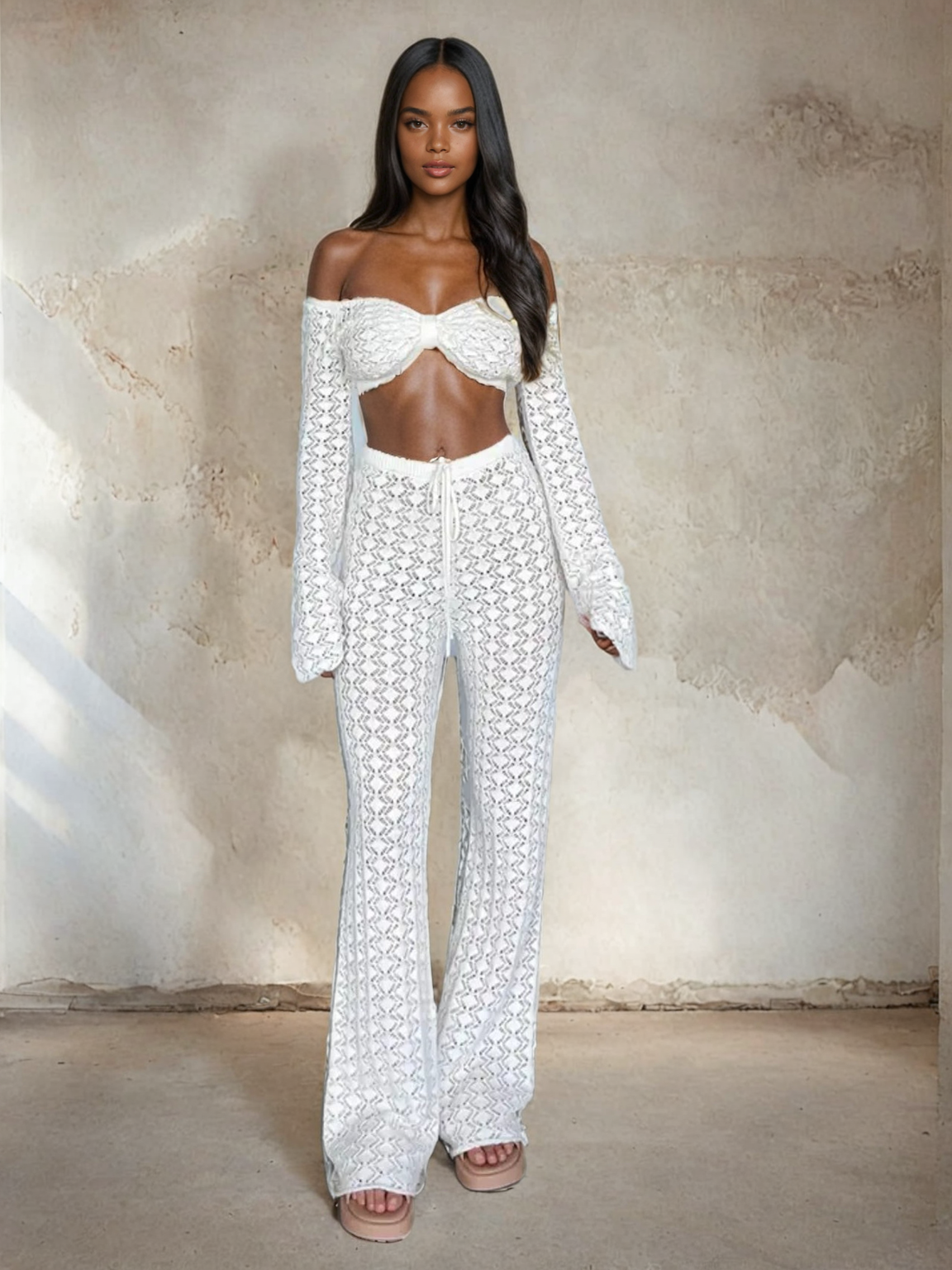 Crochet Knit Pants Set