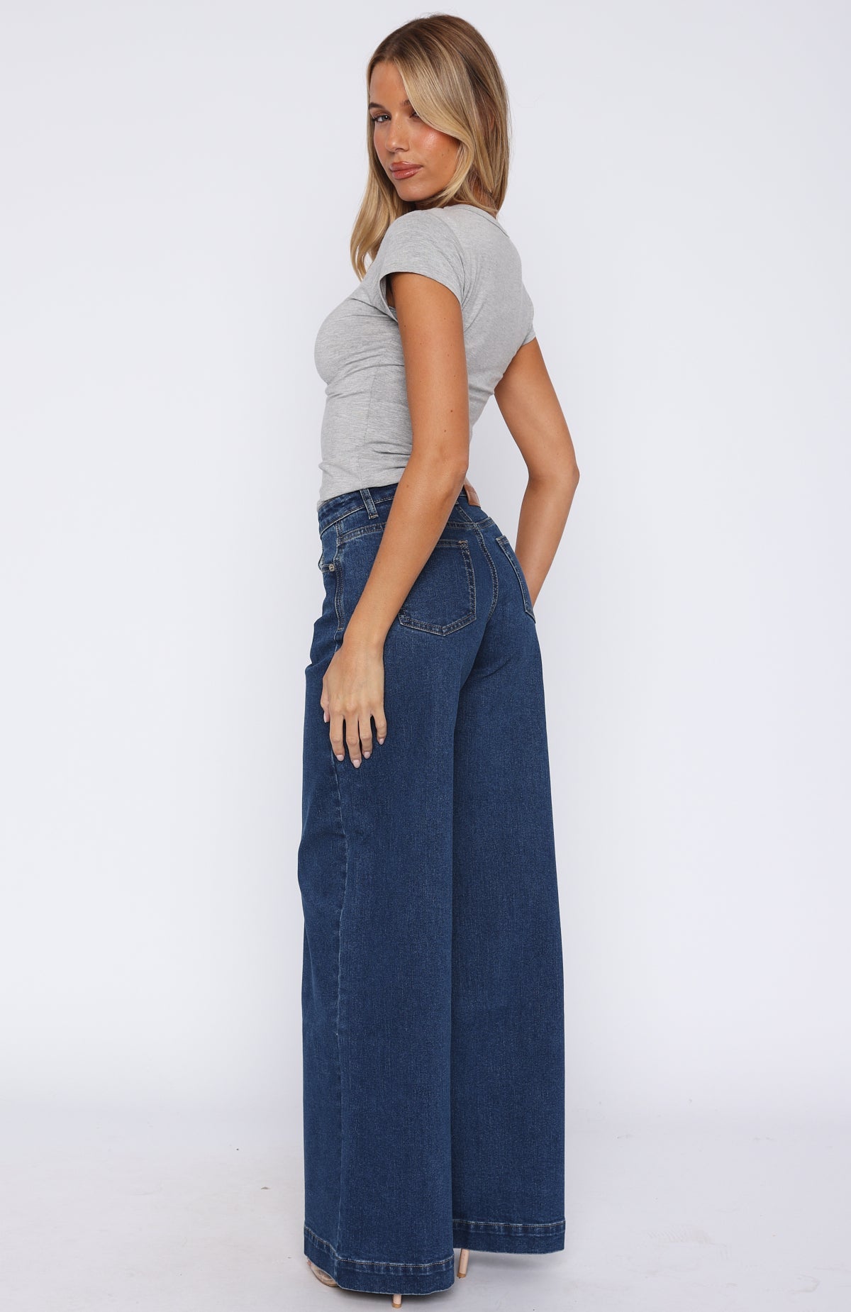Elena Low Rise Wide Leg Jeans True Blue