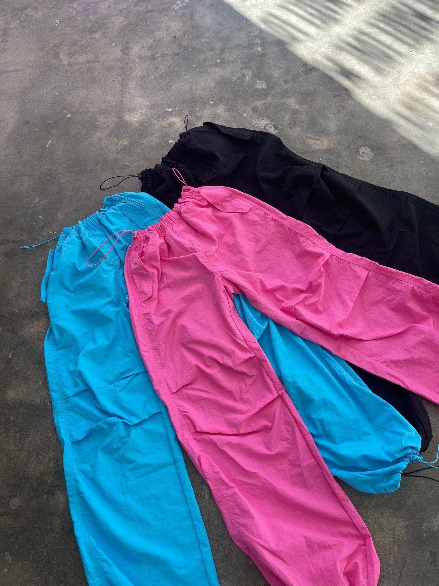 Loose Fit Parachute Pants Blue