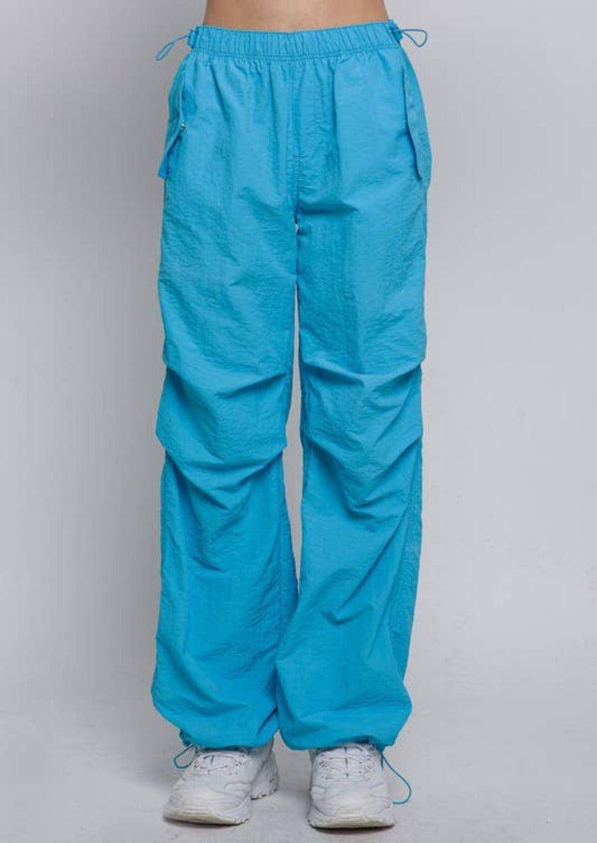 Loose Fit Parachute Pants Blue