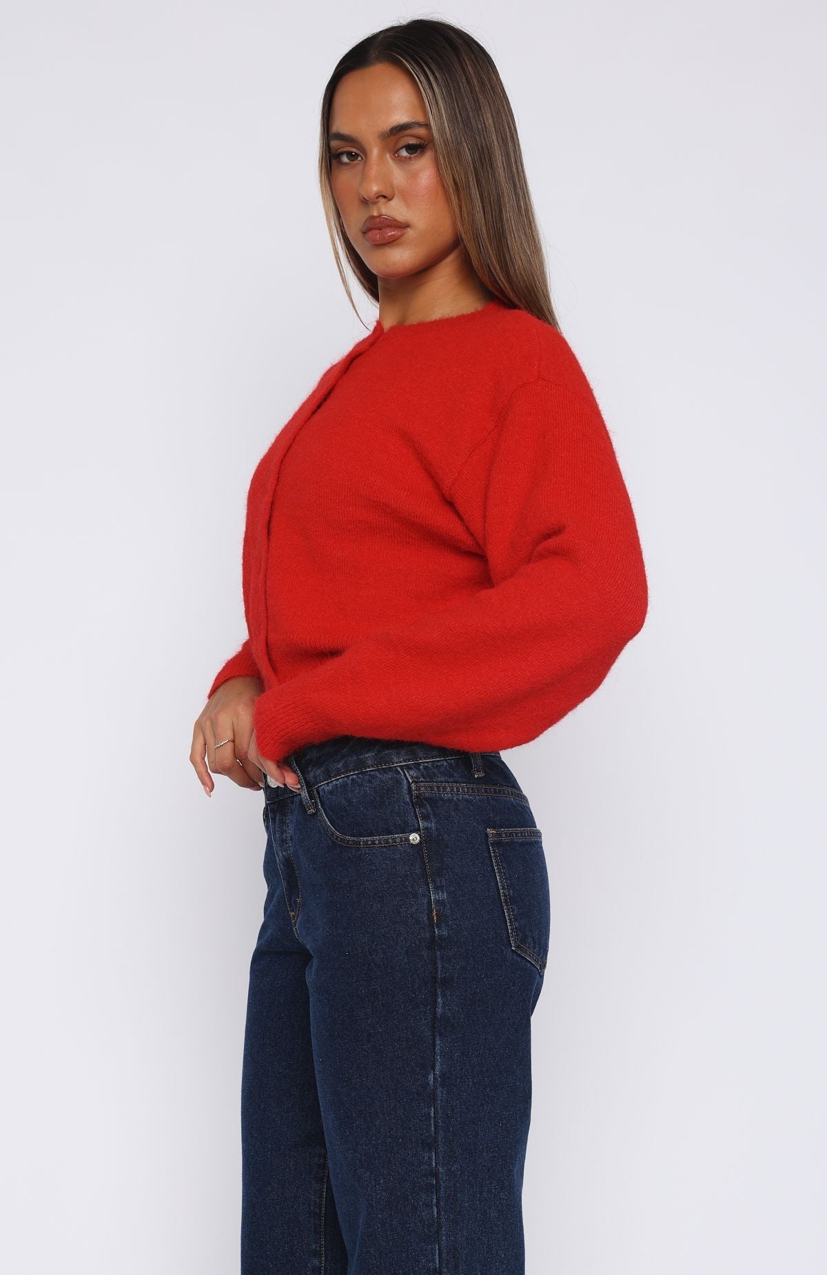 Warm Whispers Knit Cardigan Red